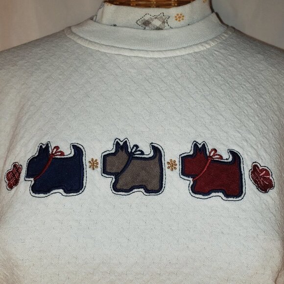 Ladies TEDDI Textured Sweatshirt w/Embroidered Scottie Dogs - S - Picture 2 of 5